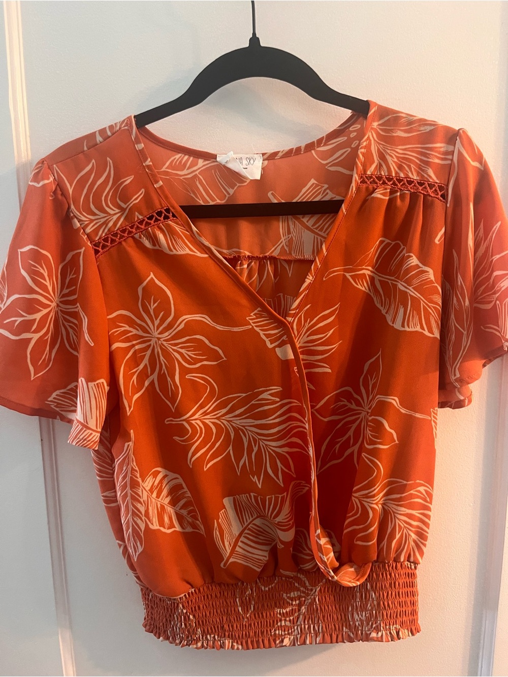 Sienna Sky Orange Floral Wrap Crop Top